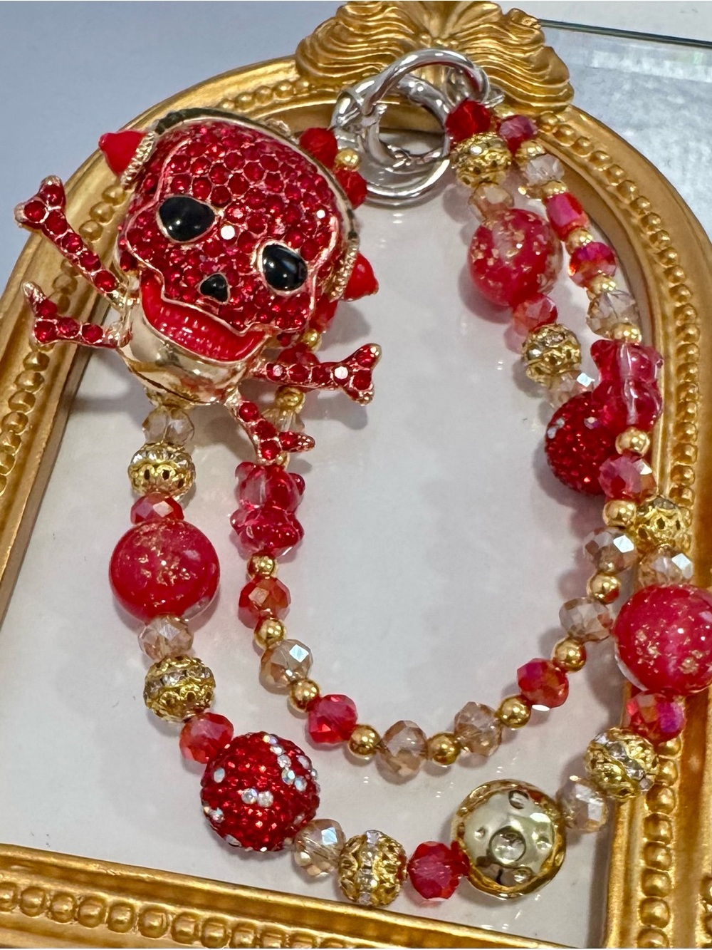 NeRed and Gold Beaded Phone Chain
